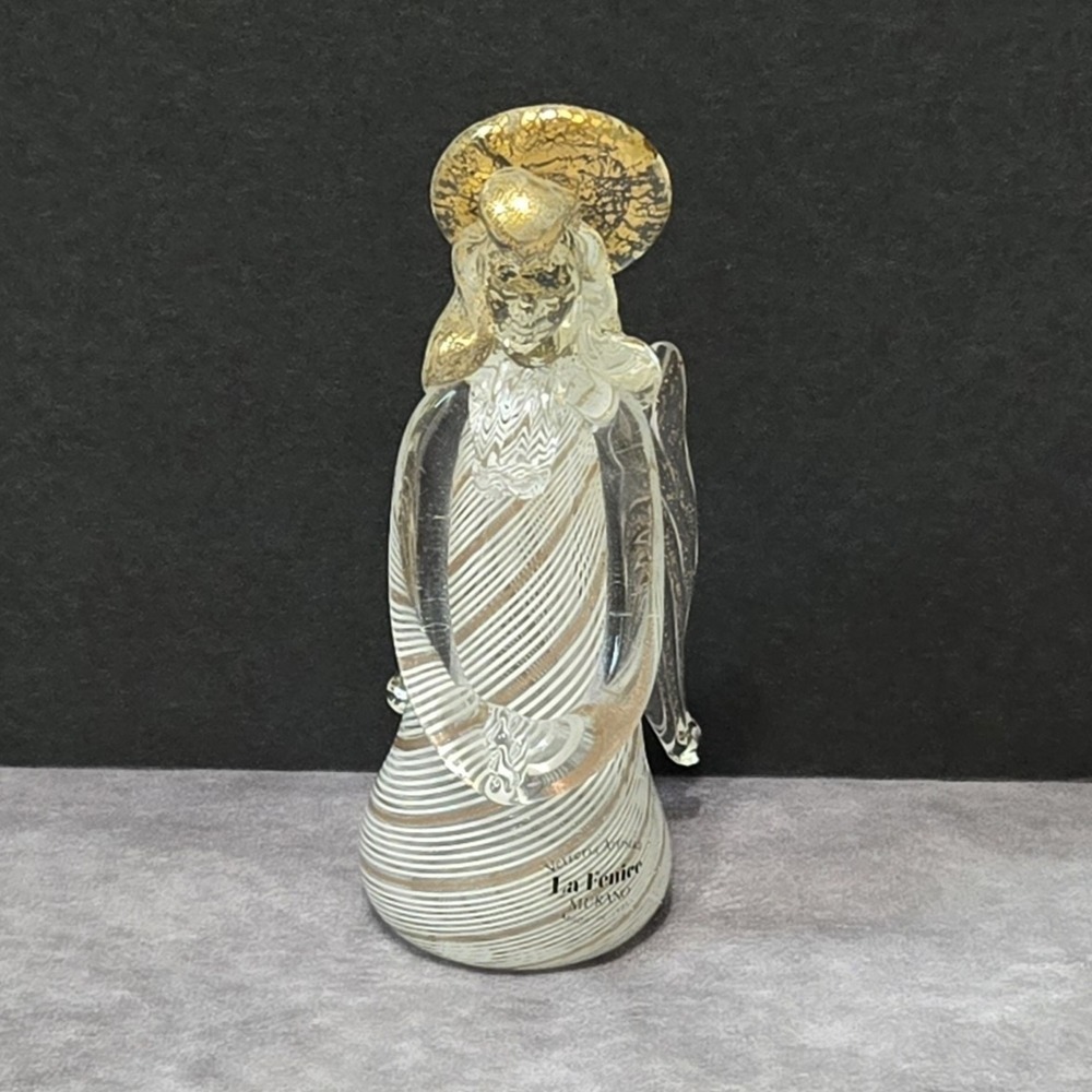 Murano Hand Blown Glass Angel Gold White Swirl Vetreria Artistica La Fenice